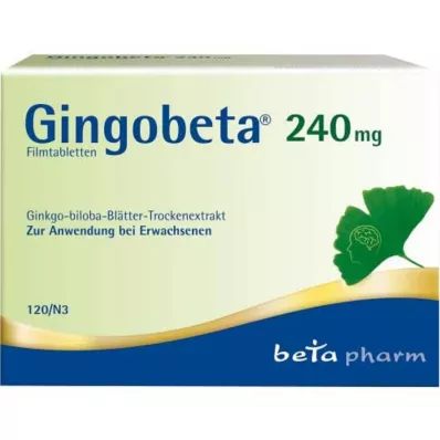 Gingobeta 240 mg plėvele dengtos tabletės, 120 vnt Gingobeta 240 mg plėvele dengtos tabletės, 120 vnt