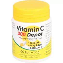 VITAMIN C 300 Depot+Cinkas+Histidinas+D Kapsulės, 60 kapsulių