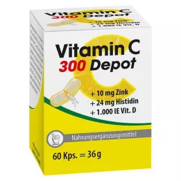 VITAMIN C 300 Depot+Cinkas+Histidinas+D Kapsulės, 60 kapsulių