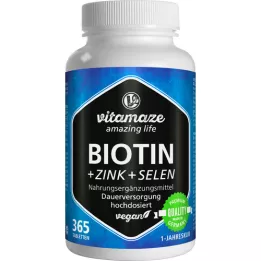 BIOTIN 10 mg didelės dozės+cinko+seleno tabletės, 365 vnt