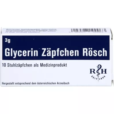 GLYCERIN ZÄPFCHEN Rösch 3 g nuo vidurių užkietėjimo, 10 vnt