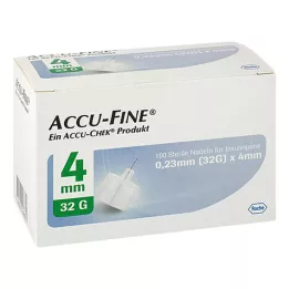 ACCU FINE sterilios adatos insulino rašikliams 4 mm 32 G, 100 vnt