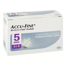 ACCU FINE sterilios adatos insulino rašikliams 5 mm 31 G, 100 vnt