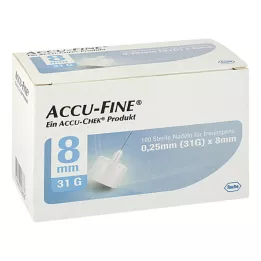ACCU FINE sterilios adatos insulino rašikliams 8 mm 31 G, 100 vnt