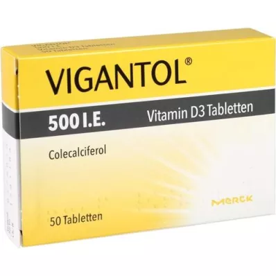 VIGANTOL 500 I.U. vitamino D3 tabletės, 50 kapsulių