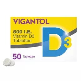 VIGANTOL 500 I.U. vitamino D3 tabletės, 50 kapsulių