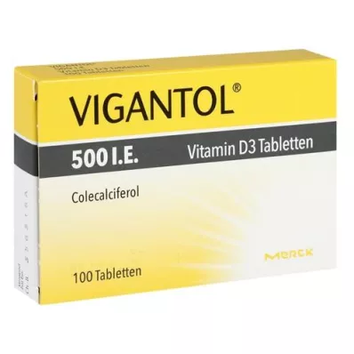 VIGANTOL 500 I.U. vitamino D3 tabletės, 100 kapsulių