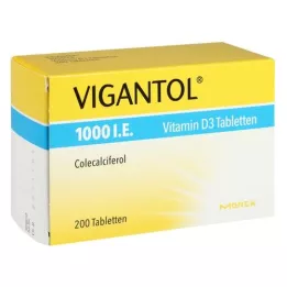 VIGANTOL 1000 TV vitamino D3 tabletės, 200 kapsulių