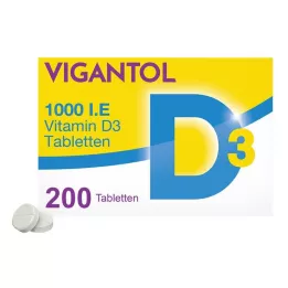 VIGANTOL 1000 TV vitamino D3 tabletės, 200 kapsulių