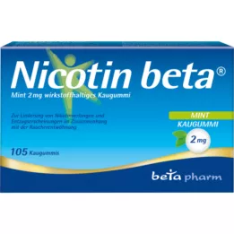 NICOTIN beta mėtų 2 mg kramtomoji guma, kurios sudėtyje yra veikliosios medžiagos, 105 vnt