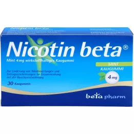 NICOTIN beta mėtų 4 mg kramtomoji guma, kurios sudėtyje yra veikliosios medžiagos, 30 vnt