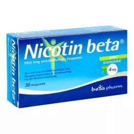 NICOTIN beta mėtų 4 mg kramtomoji guma, kurios sudėtyje yra veikliosios medžiagos, 30 vnt