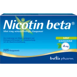 NICOTIN beta mėtų 4 mg kramtomoji guma, kurios sudėtyje yra veikliosios medžiagos, 105 vnt