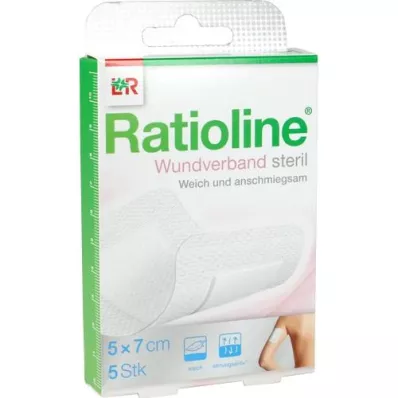 RATIOLINE Žaizdos tvarstis 7x5 cm sterilus, 5 vnt