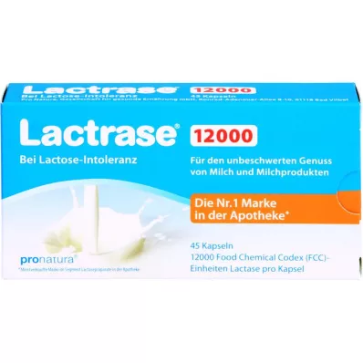 LACTRASE 12 000 FCC Kapsulės, 45 vnt