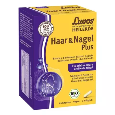 Luvos Healing Clay Organic Hair &amp; Nail Plus kapsulės, 60 vnt