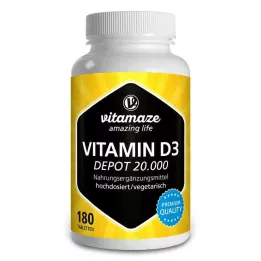 VITAMIN D3 20 000 I.U. Depot didelės dozės tabletės, 180 vnt