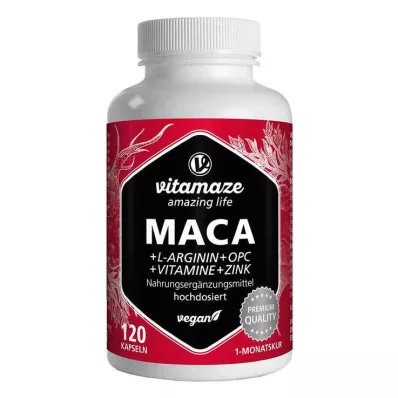 MACA 10:1 didelės dozės+L-argininas+OPC+Vit.vegan Kps., 120 vnt