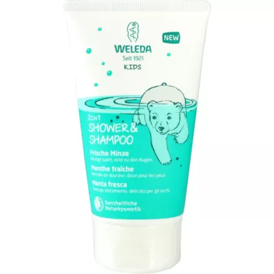 WELEDA Kids 2in1 dušo kabina &amp; Šampūnas su šviežiomis mėtomis, 150 ml