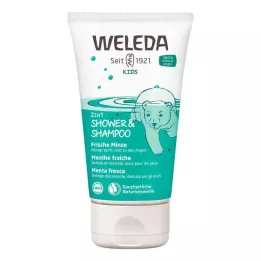 WELEDA Kids 2in1 dušo kabina &amp; Šampūnas su šviežiomis mėtomis, 150 ml