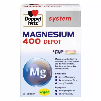 Doppelherz sistema Magnesium 400 depo tabletės, 60 vnt Doppelherz sistema Magnesium 400 depo tabletės, 60 vnt