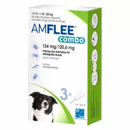 AMFLEE combo 134/120,6mg Lsg.z.Auf.f.Hunde 10-20kg, 3 vnt