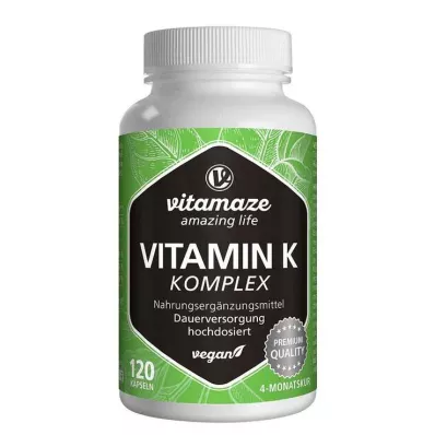 VITAMIN K1+K2 kompleksas didelės dozės veganiškos kapsulės, 120 kapsulių