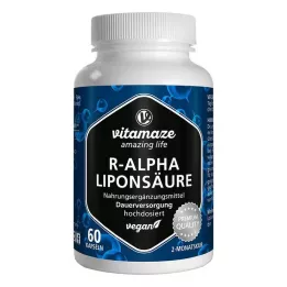 R-ALPHA-LIPONSÄURE 200 mg didelės dozės veganiškos kapsulės, 60 vnt