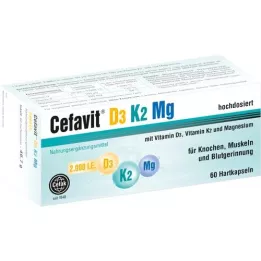 CEFAVIT D3 K2 Mg 2 000 TV kietosios kapsulės, 60 vnt