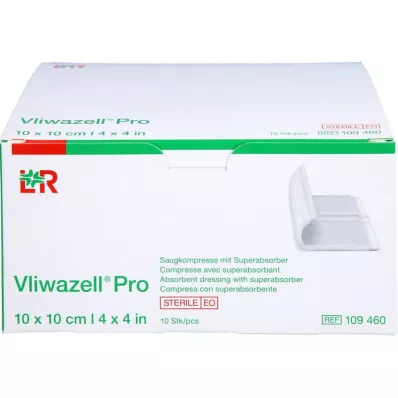 VLIWAZELL Pro superabsorb.compress.sterile 10x10 cm, 10 vnt