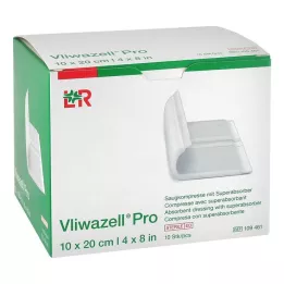 VLIWAZELL Pro superabsorb.compress.sterile 10x20 cm, 10 vnt