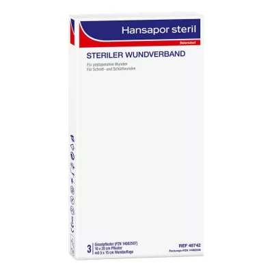HANSAPOR Sterilus žaizdų tvarstis 10x20 cm, 3 vnt