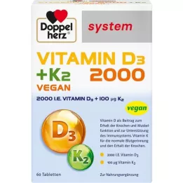 DOPPELHERZ Vitaminas D3 2000+K2 sisteminės tabletės, 60 kapsulių