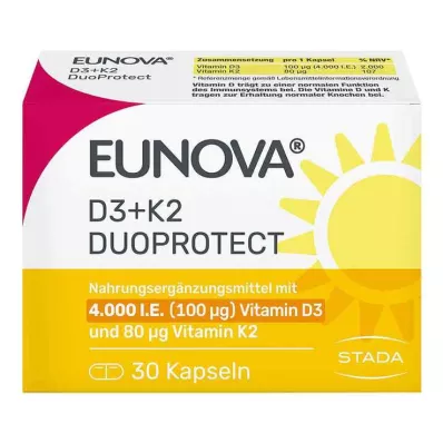 EUNOVA DuoProtect D3+K2 4000 I.U./80 μg kapsulės, 30 vnt EUNOVA DuoProtect D3+K2 4000 I.U./80 μg kapsulės, 30 vnt