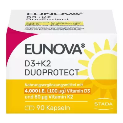 Eunova Duoprotect D3 + K2 4000 TV / 80 µg kapsulės, 90 vnt