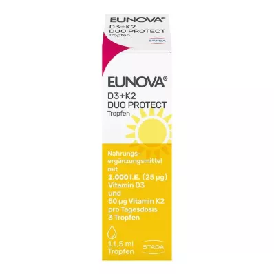 Eunova Duoprotect D3 + K2 1000 TV / 50 µg lašai, 11,5 ml Eunova Duoprotect D3 + K2 1000 TV / 50 µg lašai, 11,5 ml