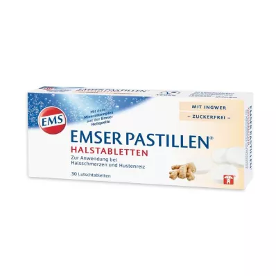 Emser Pastilles gerklės pastilės su imbieru, be cukraus, 30 vnt Emser Pastilles gerklės pastilės su imbieru, be cukraus, 30 vnt