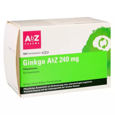 GINKGO AbZ 240 mg plėvele dengtos tabletės, 120 vnt