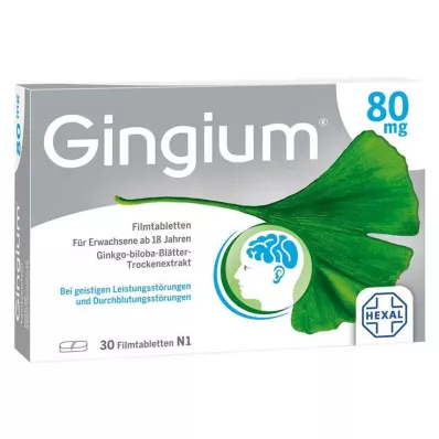 Gingium 80 mg plėvele dengtos tabletės, 30 vnt Gingium 80 mg plėvele dengtos tabletės, 30 vnt