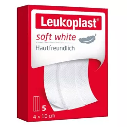 LEUKOPLAST minkštas baltas gipsas 4x10 cm, 5 vnt