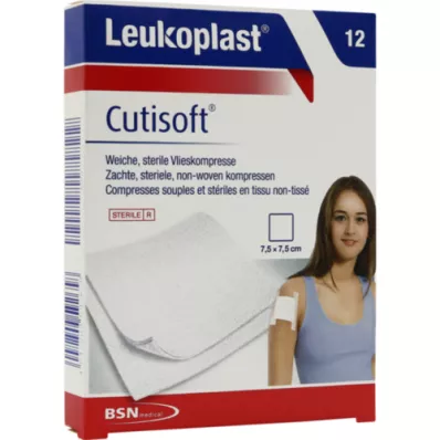 LEUKOPLAST Cutisoft vilnonis kompresas 7,5x7,5 cm sterilus, 12 vnt