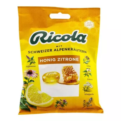 Ricola su cukraus maišeliu Ežiuolės medaus citrininiai saldainiai, 75 g