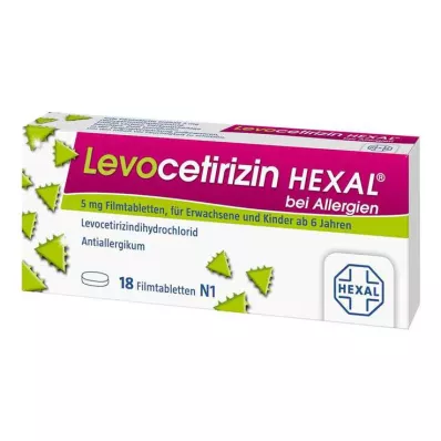 Levocetirizine Hexal nuo alergijos 5 mg plėvele dengtos tabletės, 18 vnt Levocetirizine Hexal nuo alergijos 5 mg plėvele dengtos tabletės, 18 vnt