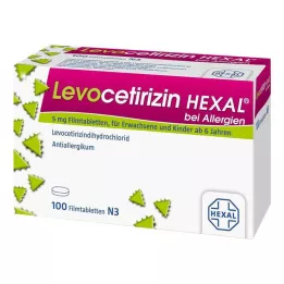 LEVOCETIRIZIN HEXAL alergijoms 5 mg plėvele dengtos tabletės, 100 vnt