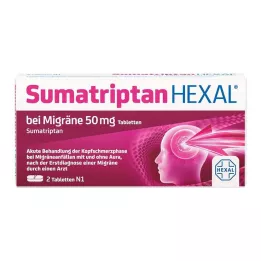 SUMATRIPTAN HEXAL migrenai gydyti 50 mg tabletės, 2 vnt