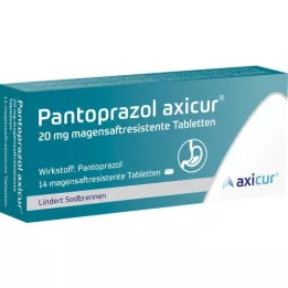 PANTOPRAZOL axicur 20 mg enterinėmis plėvele dengtos tabletės, 14 vnt