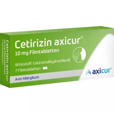 CETIRIZIN axicur 10 mg plėvele dengtos tabletės, 7 vnt