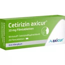 CETIRIZIN axicur 10 mg plėvele dengtos tabletės, 20 vnt