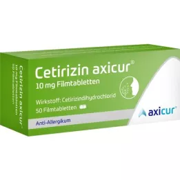 CETIRIZIN axicur 10 mg plėvele dengtos tabletės, 50 vnt