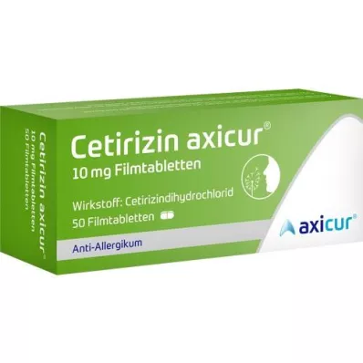CETIRIZIN axicur 10 mg plėvele dengtos tabletės, 50 vnt